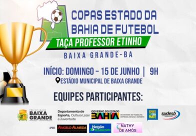 Com participação de 8 equipes, terá inicio neste domingo, a Copa Estado da Bahia de Futebol – Taça Professor Etinho!